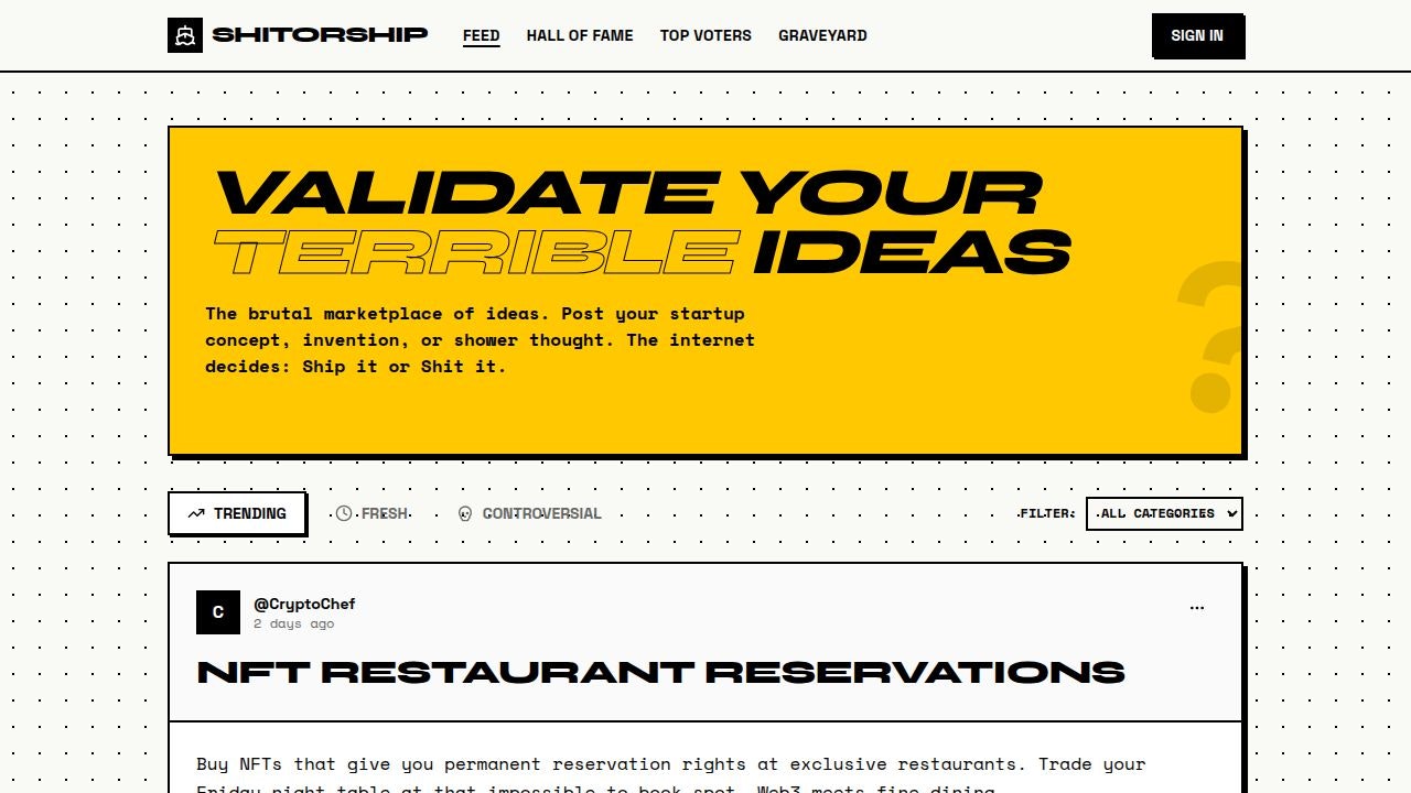 ShitOrShip - Main product screenshot demonstrating key features and user interface