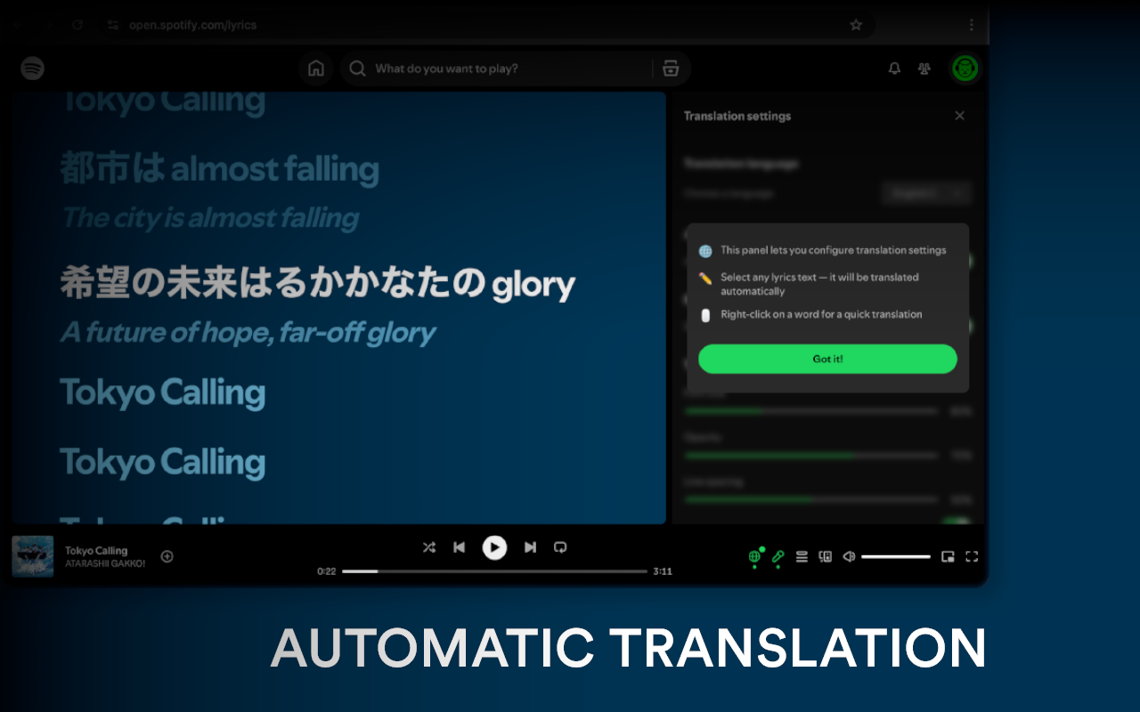 LyriCat – Spotify Lyrics Translator gallery image