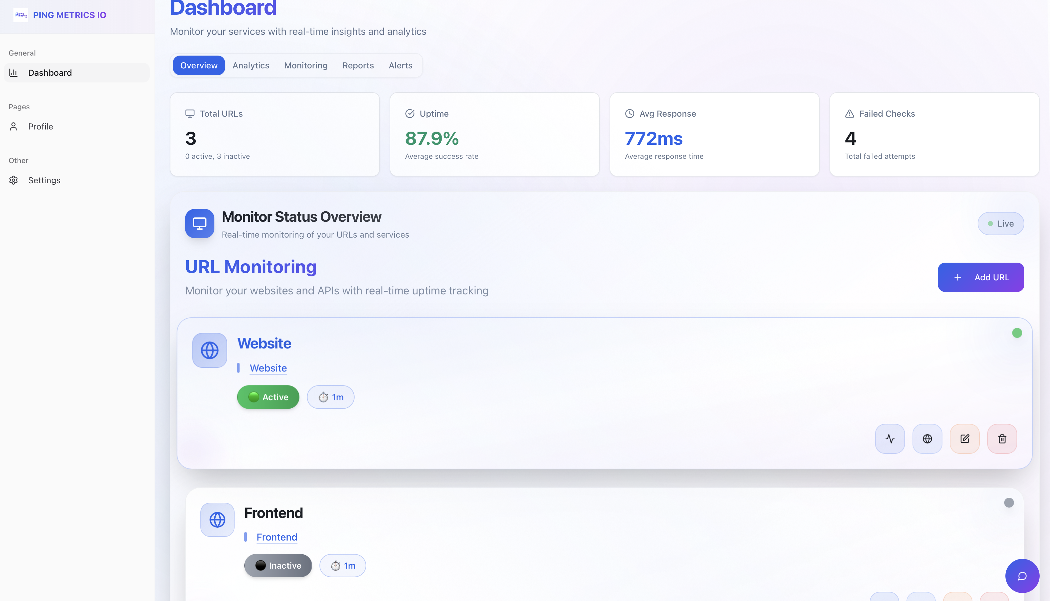 Ping Metrikleri IO - Gelişmiş Web Sitesi İzleme ve Analytics Platformu medya 3