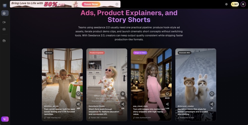 Seedance 2.0 Video Generator - Screenshot 2 showing product features and functionality