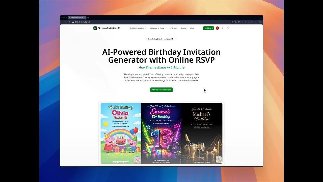 Birthday Invitation AI gallery image