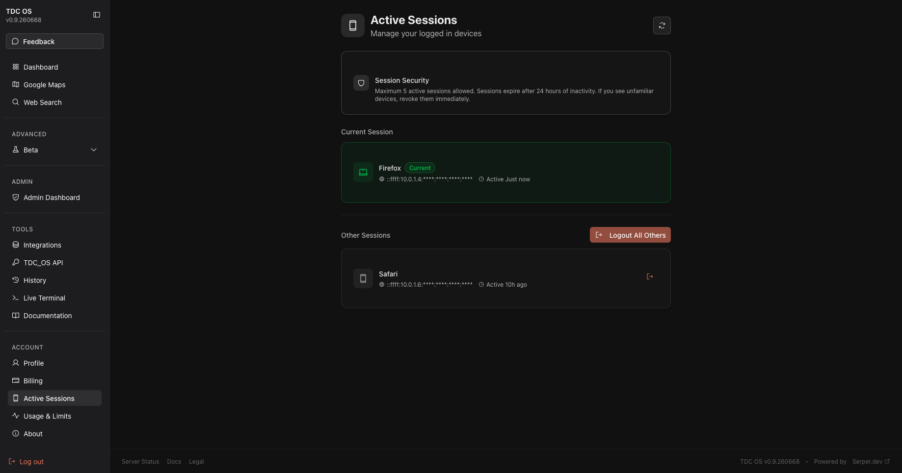 TDC OS - Screenshot 4 showing product features and functionality