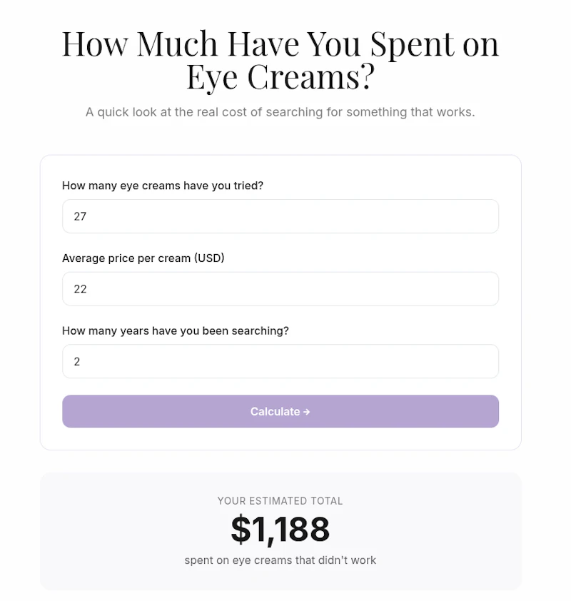 How Much Have You Wasted on Eye Creams? screenshot 2