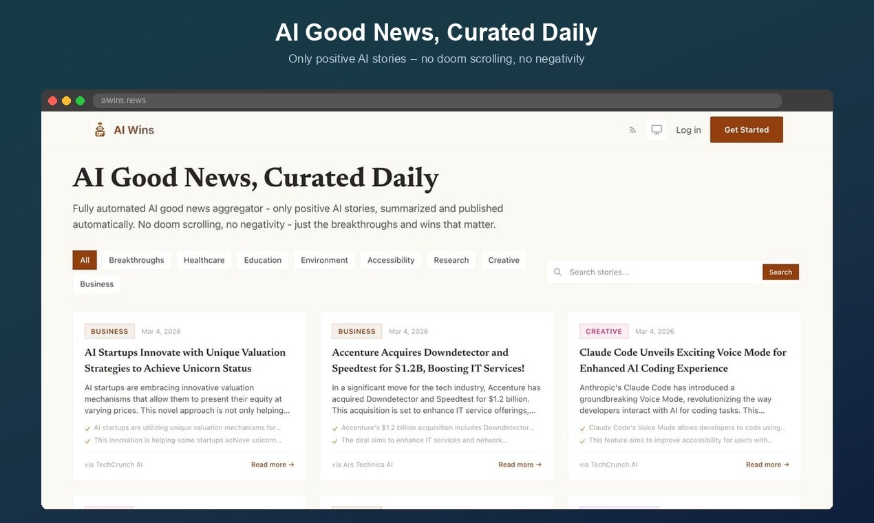 AI Wins - Main product screenshot demonstrating key features and user interface