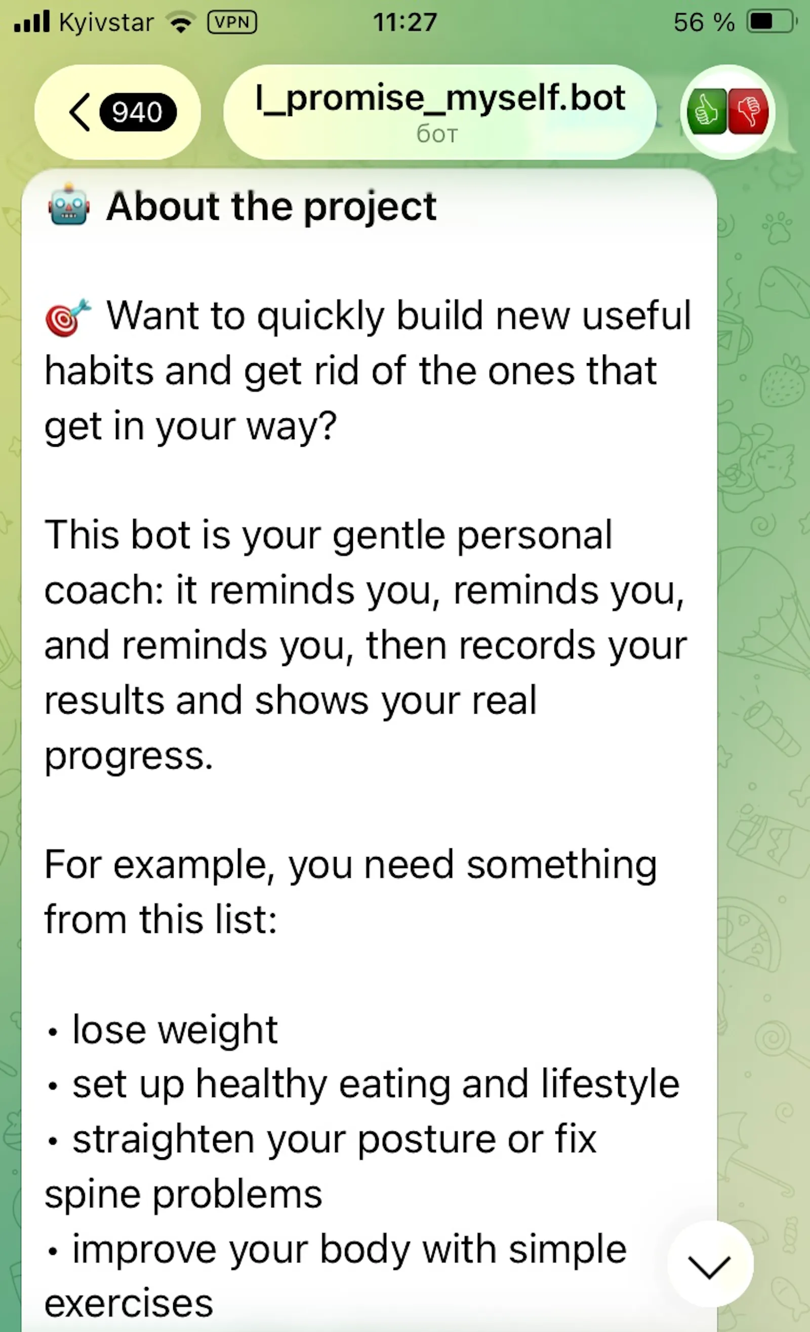 Promise Myself Telegram Bot screenshot 1