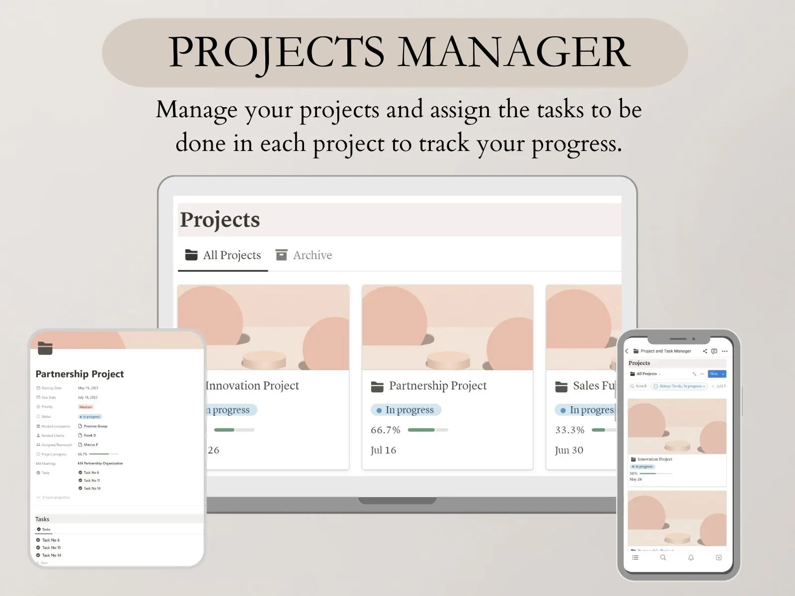 Project and Task Manager Notion Template gallery image