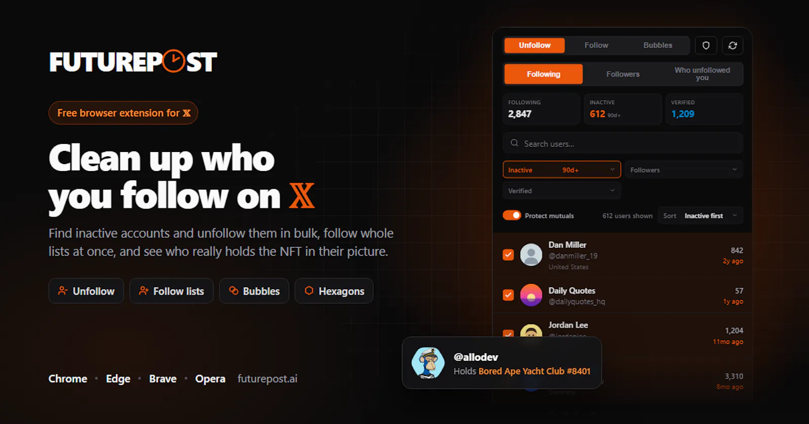 Futurepost: Bulk Unfollow & Follow for X screenshot 1