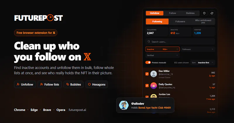 Futurepost: Bulk Unfollow & Follow for X screenshot 1