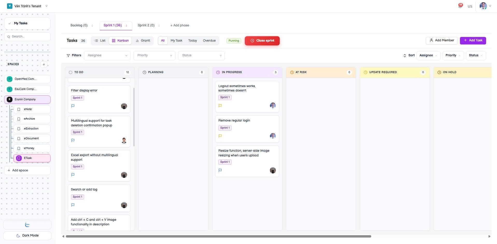 eTask - Main product screenshot demonstrating key features and user interface
