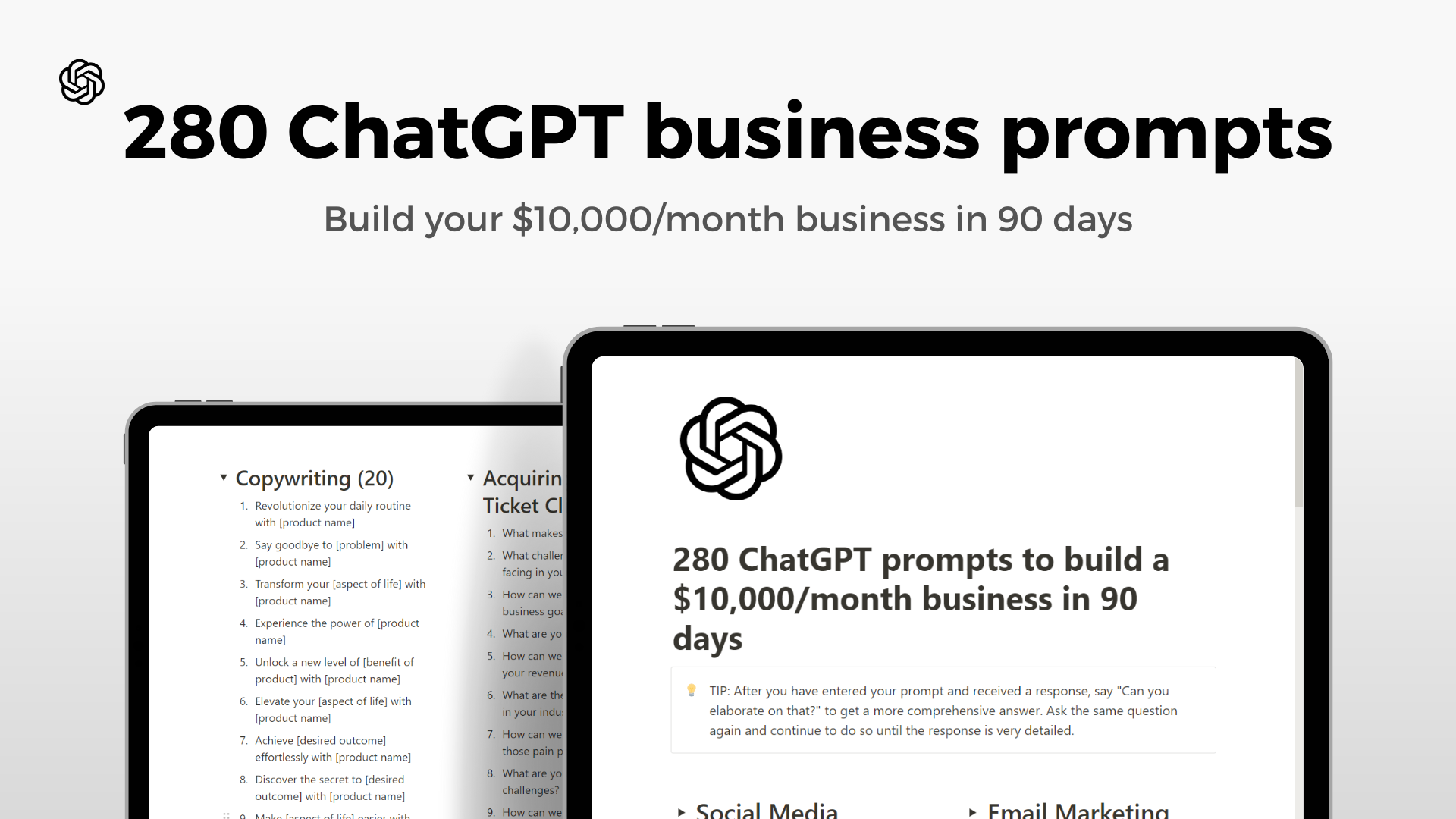 280 ChatGPT business prompts to $10k/mo - Start making $10,000/month with your business media 1