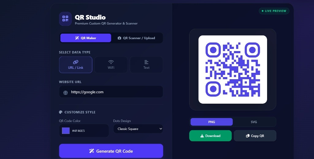 Premium QR Code Studio