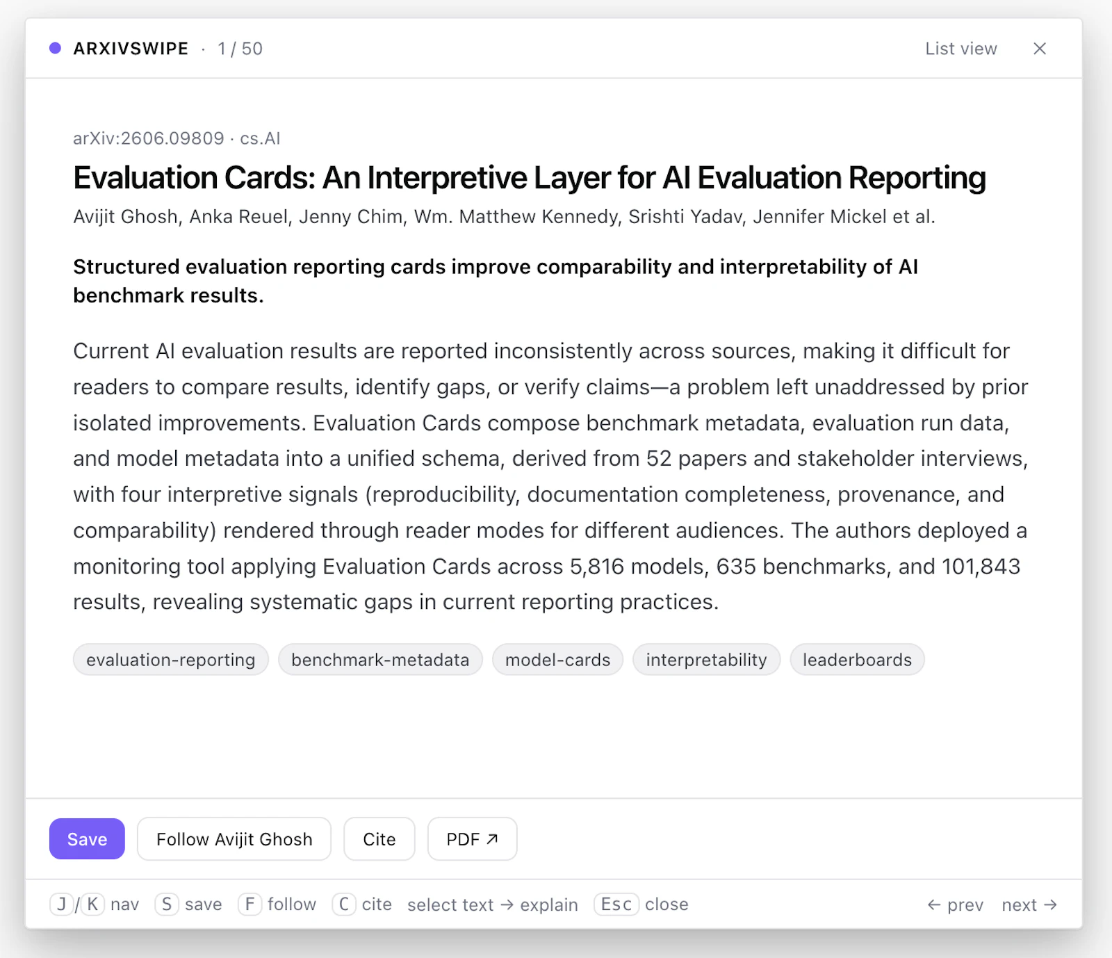 ArxivSwipe screenshot 1