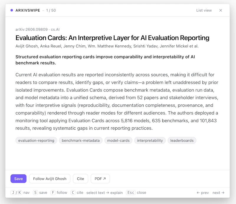 ArxivSwipe screenshot 1