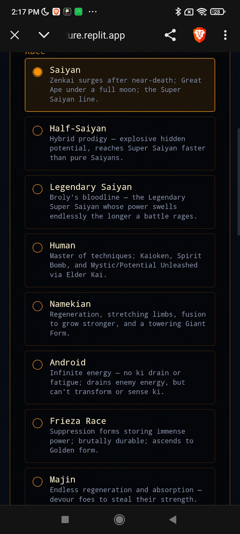 Dbz Fan Made Text RPG by XxxBlazen screenshot 3