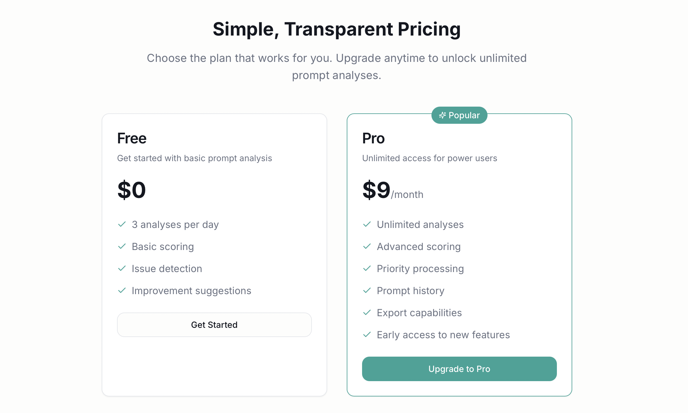 Prompt Score - Screenshot 2 showing product features and functionality