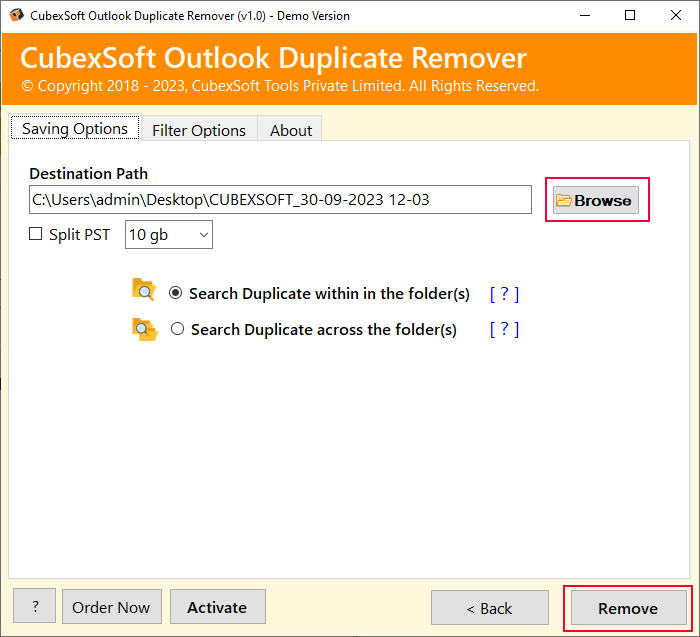 Removedor duplicado do Cubexsoft Outlook media 3