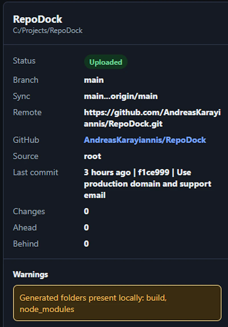 RepoDock screenshot 2