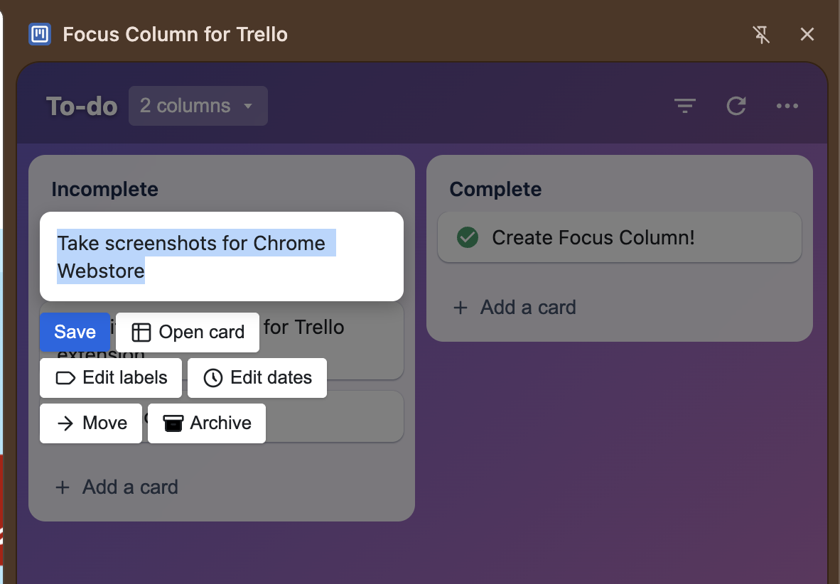 Focus Column for Trello gallery image