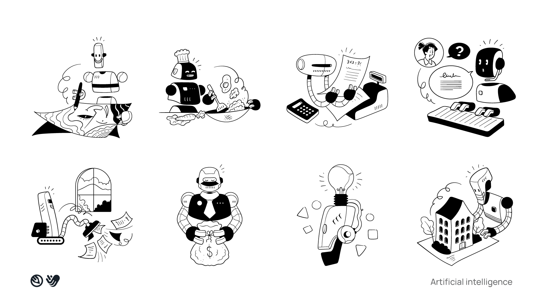 Ilustrações de movimento para noção media 21