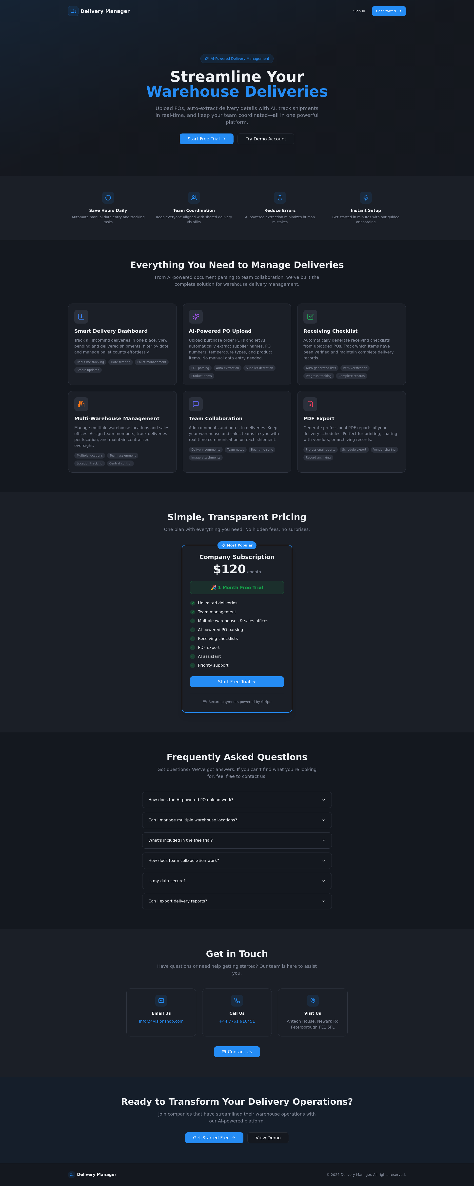 4VISION LTD Delivery management - Main product screenshot demonstrating key features and user interface