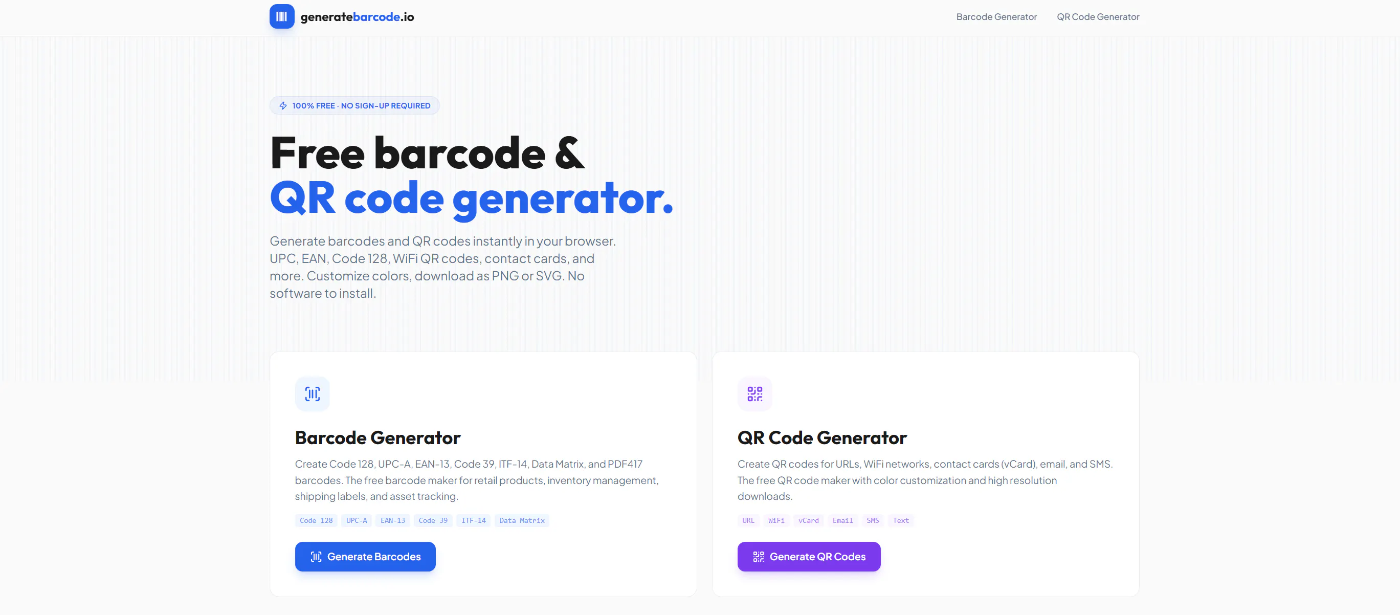 GenerateBarcode.io のプロダクトバナー