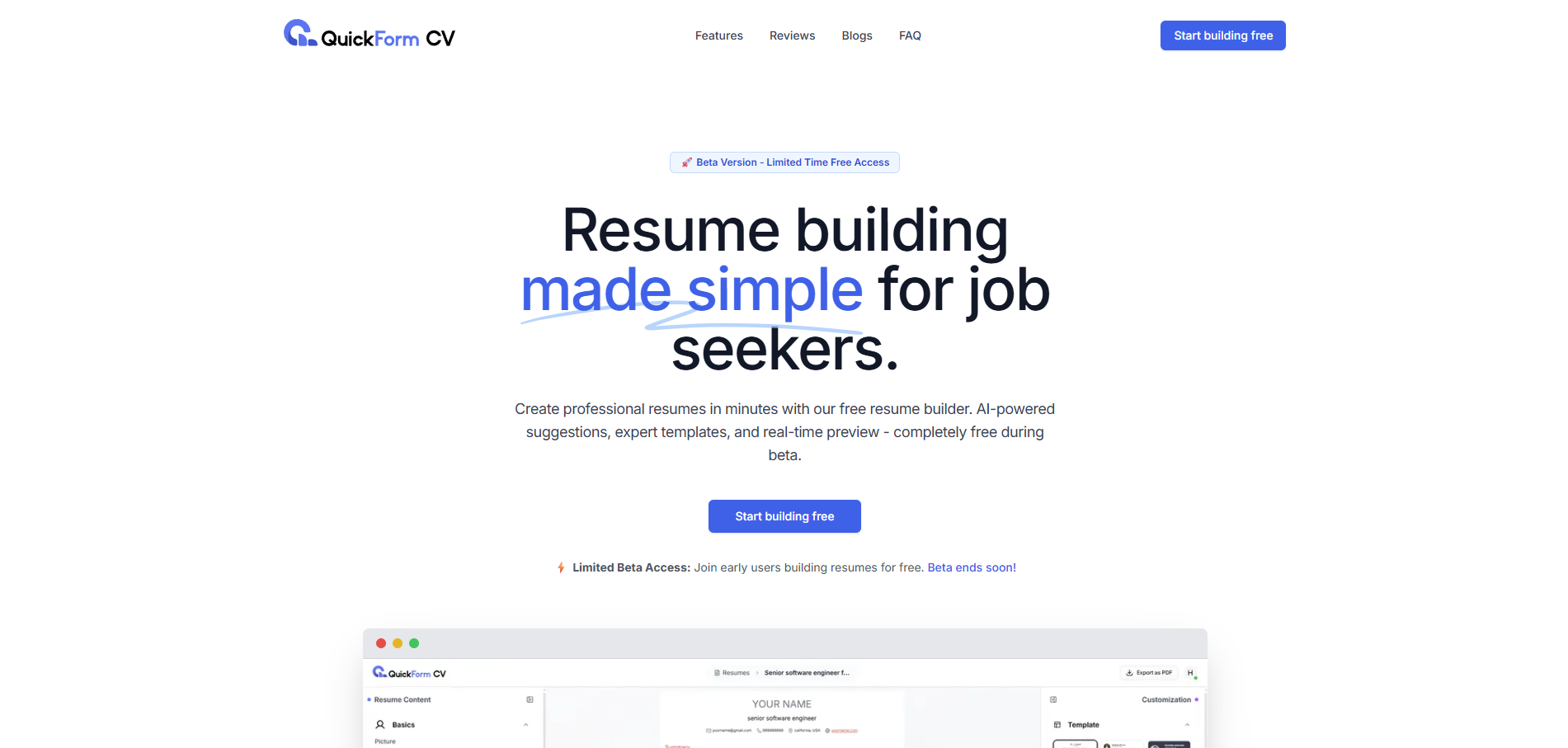 QuickFormCv - Crea curriculum professionisti e amichevoli ATS in pochi minuti media 2