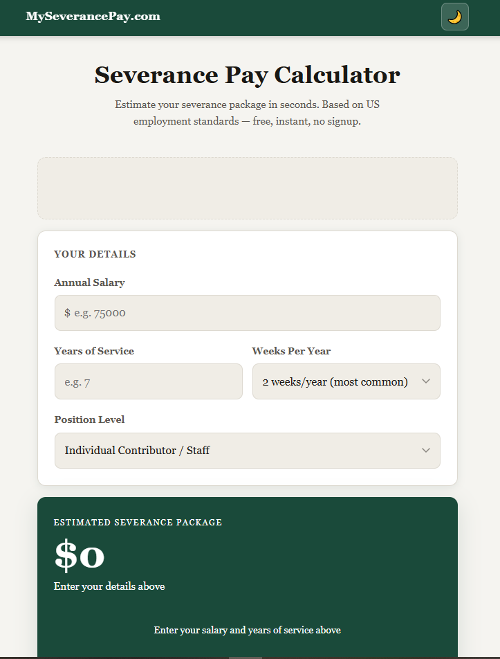 Free severance pay calculator online	 gallery image