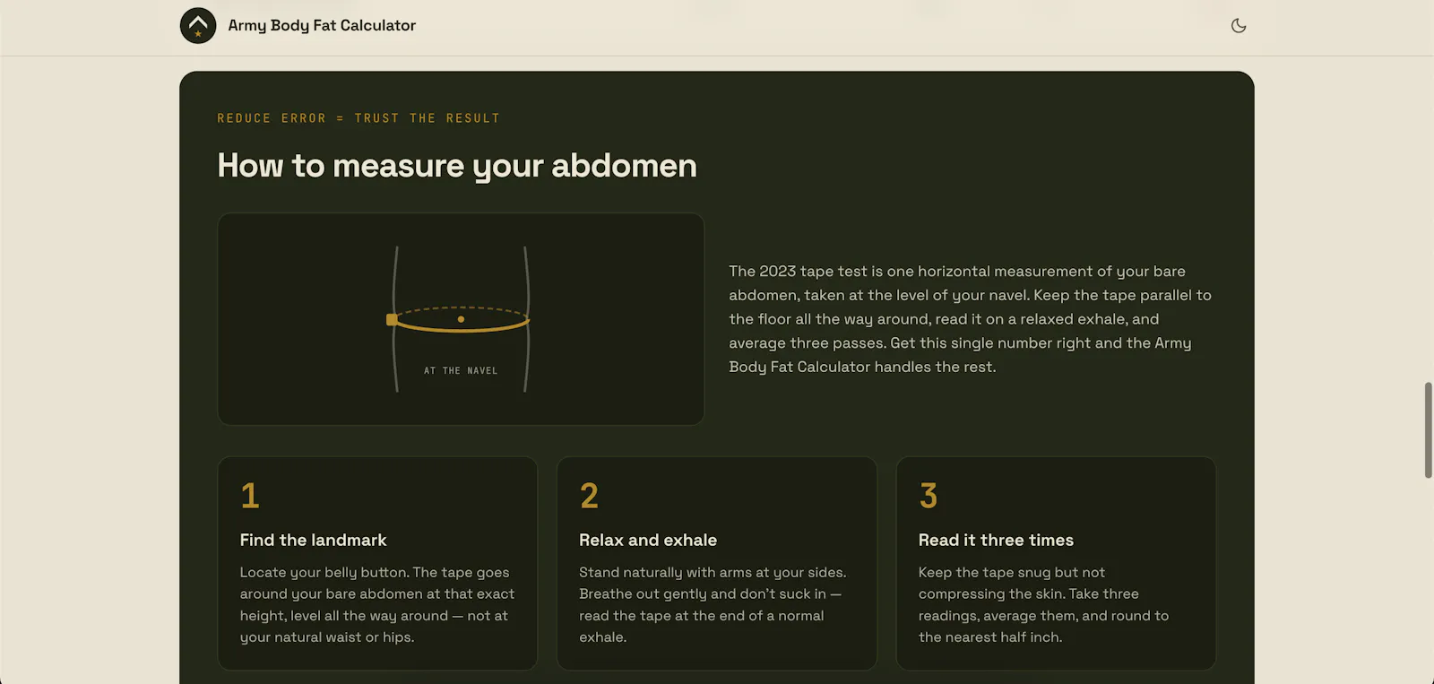 Army Body Fat Calculator screenshot 5