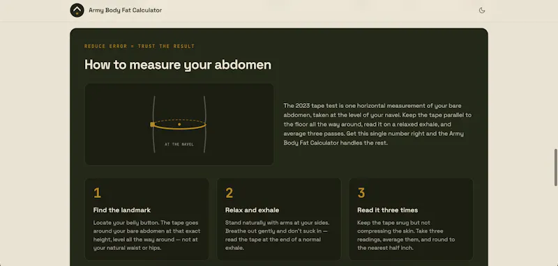 Army Body Fat Calculator screenshot 5