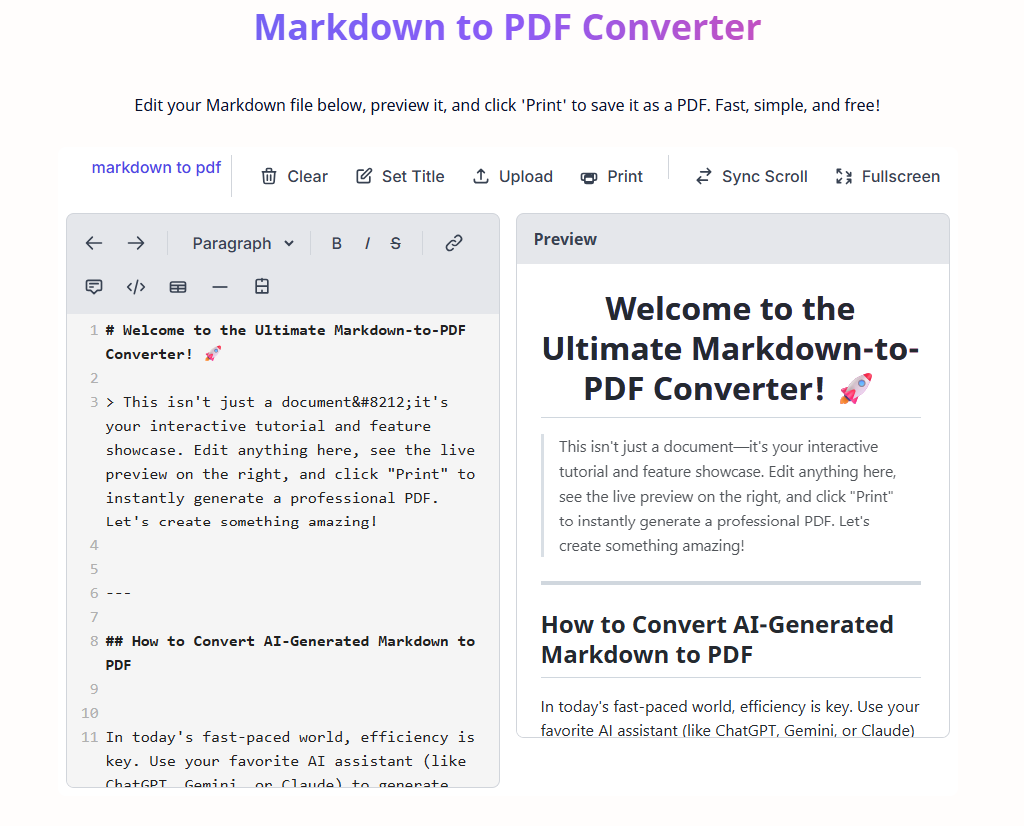 Markdown to PDF Converter gallery image