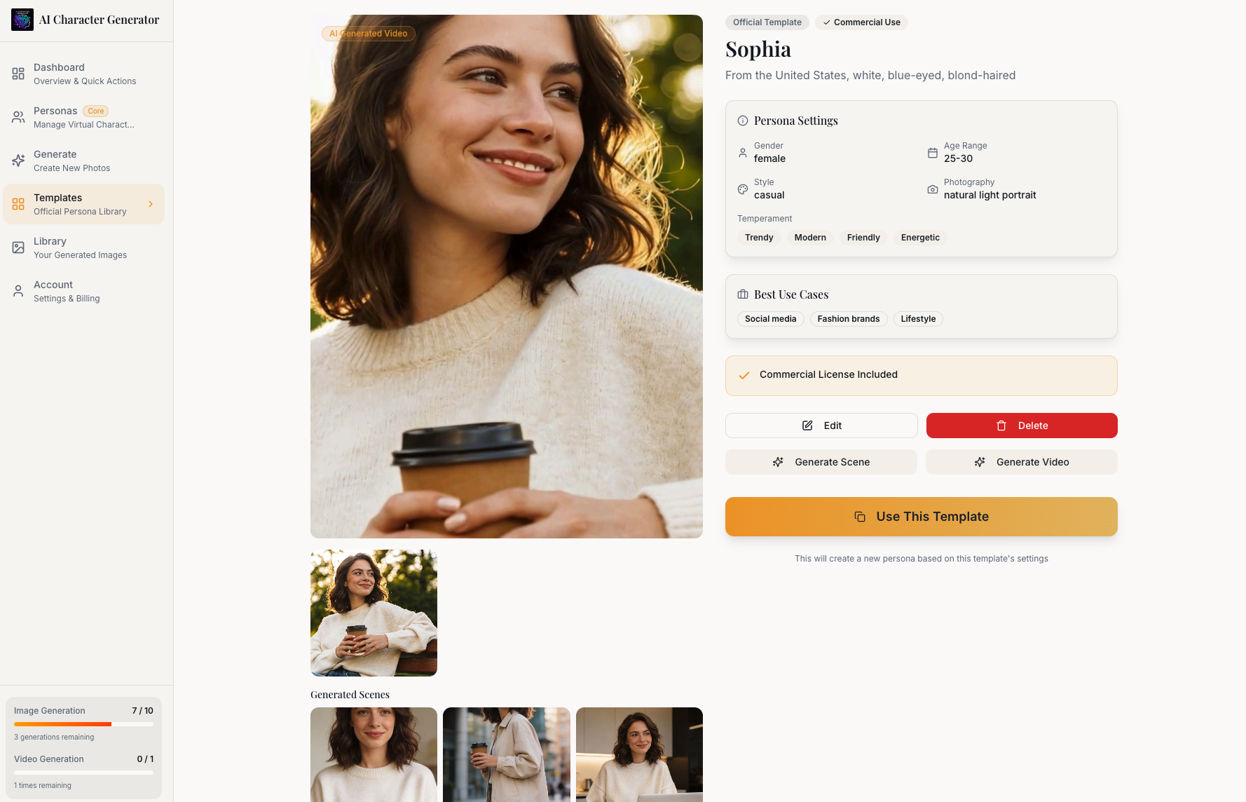 AI Character Generator - Screenshot 4 showing product features and functionality