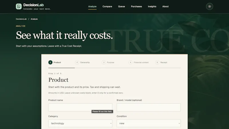 DecisionLab screenshot 2
