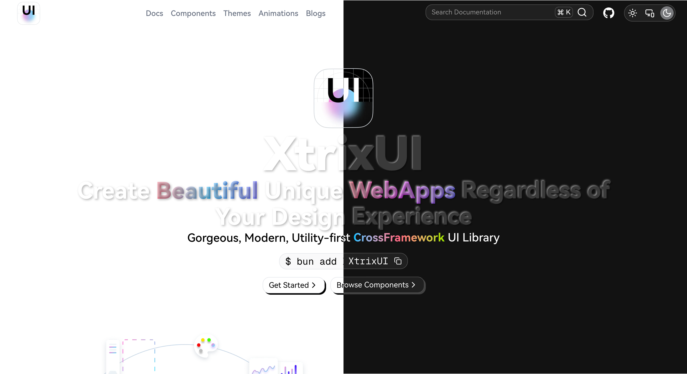xtrixui - 화려하고 현대적이며 유틸리티 우선 크로스 프레임 워크 UI 라이브러리 미디어 1