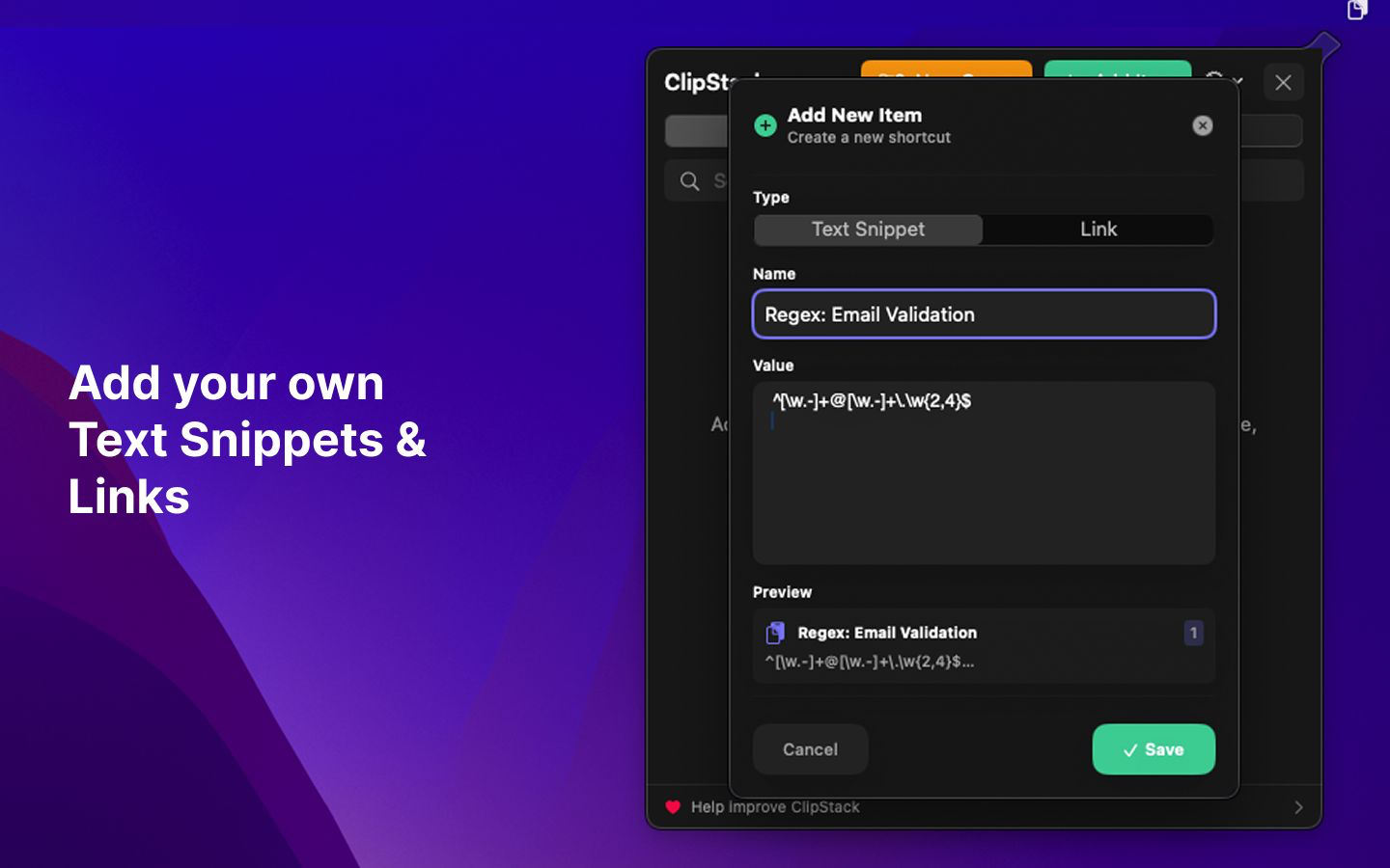 Share items in ClipStack now - Main product screenshot demonstrating key features and user interface