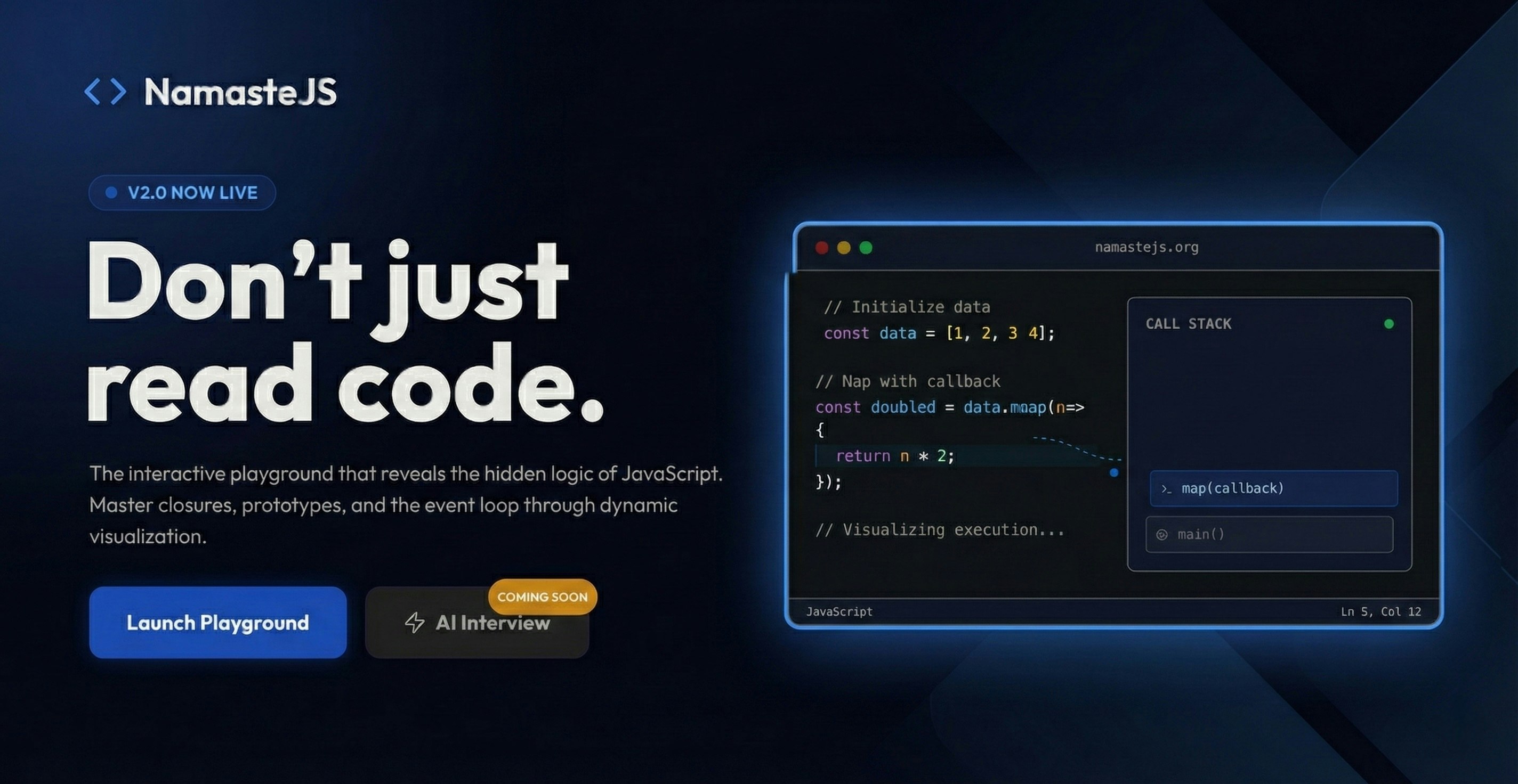 NamasteJS - Main product screenshot demonstrating key features and user interface