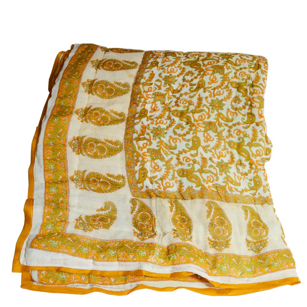 Golden Yellow Mughal Jaipur Cotton Quilt