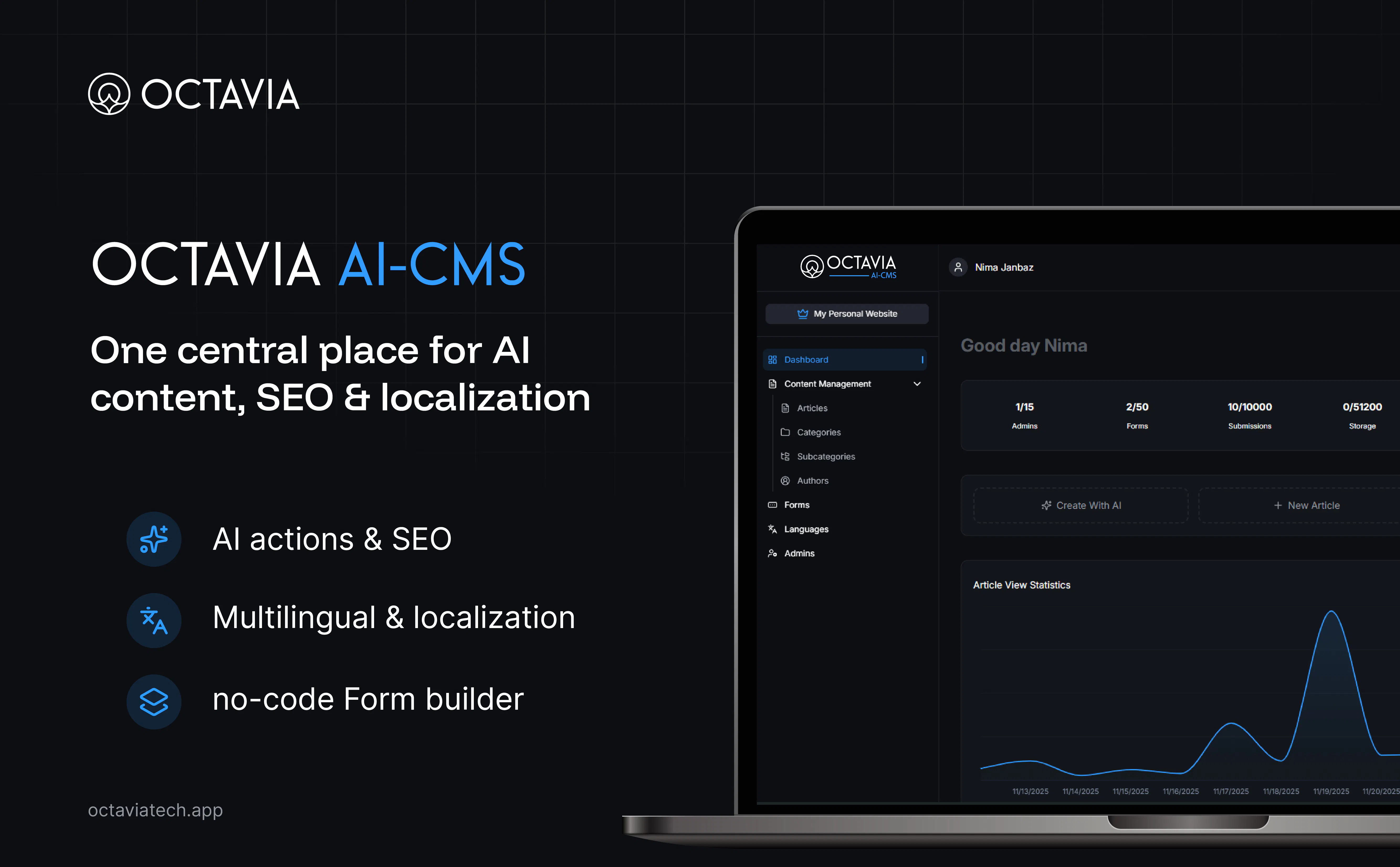Banner del producto Octavia AI-CMS