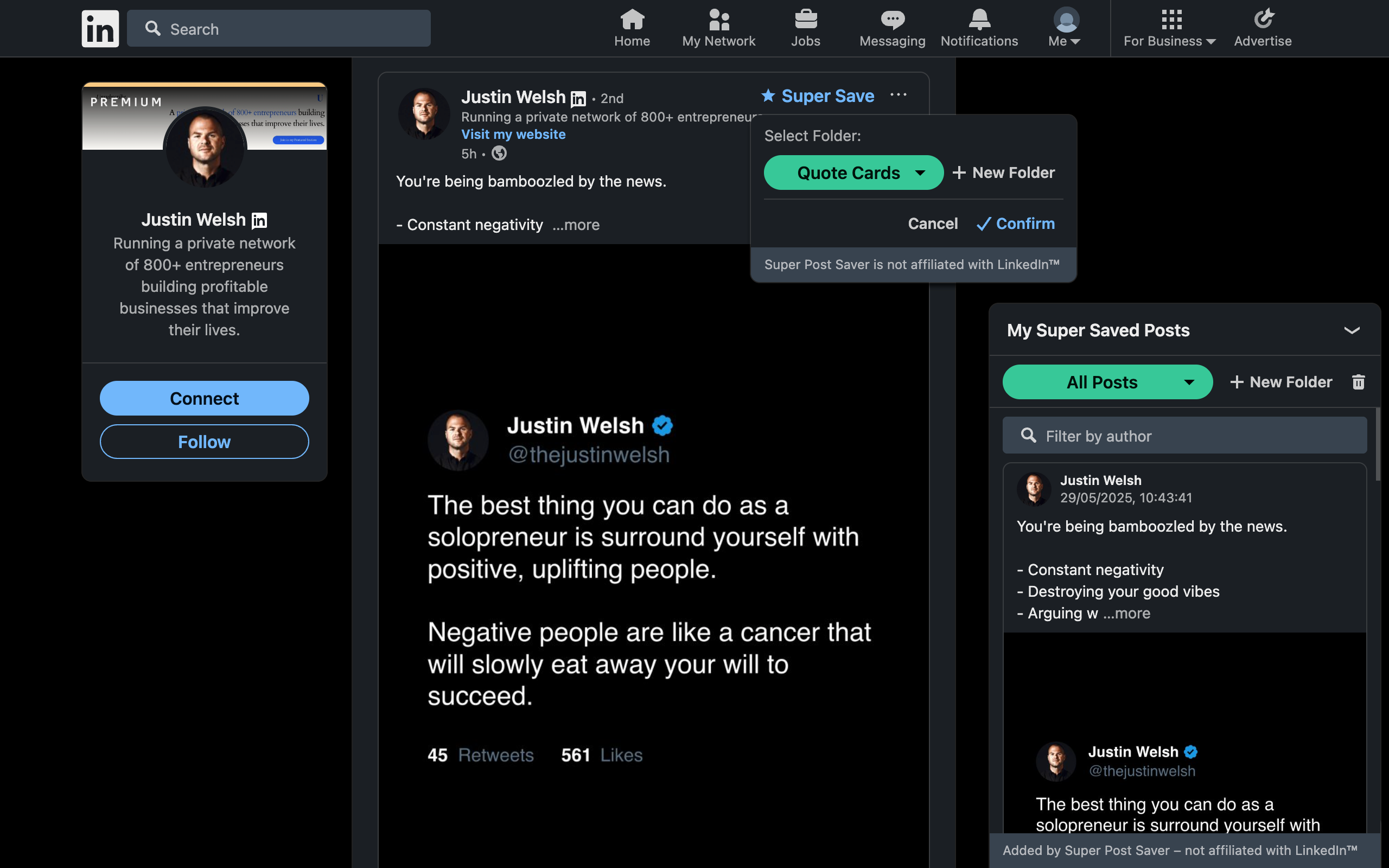 Media Super Post Saver - Công cụ đánh dấu thông minh cho các bài đăng của LinkedIn ™ 3