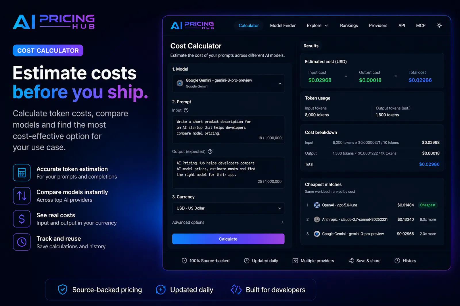 AI Pricing Hub screenshot 1
