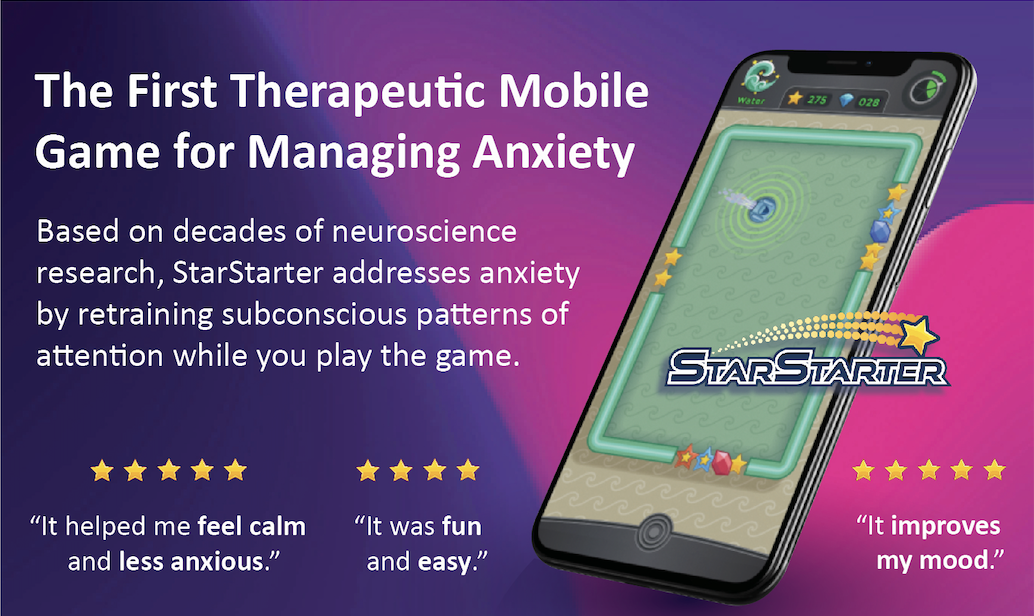 Mídia 2 de Starstarter: jogo de resiliência de ansiedade - Treinamento cerebral apoiado clinicamente para gerenciar sintomas de ansiedade