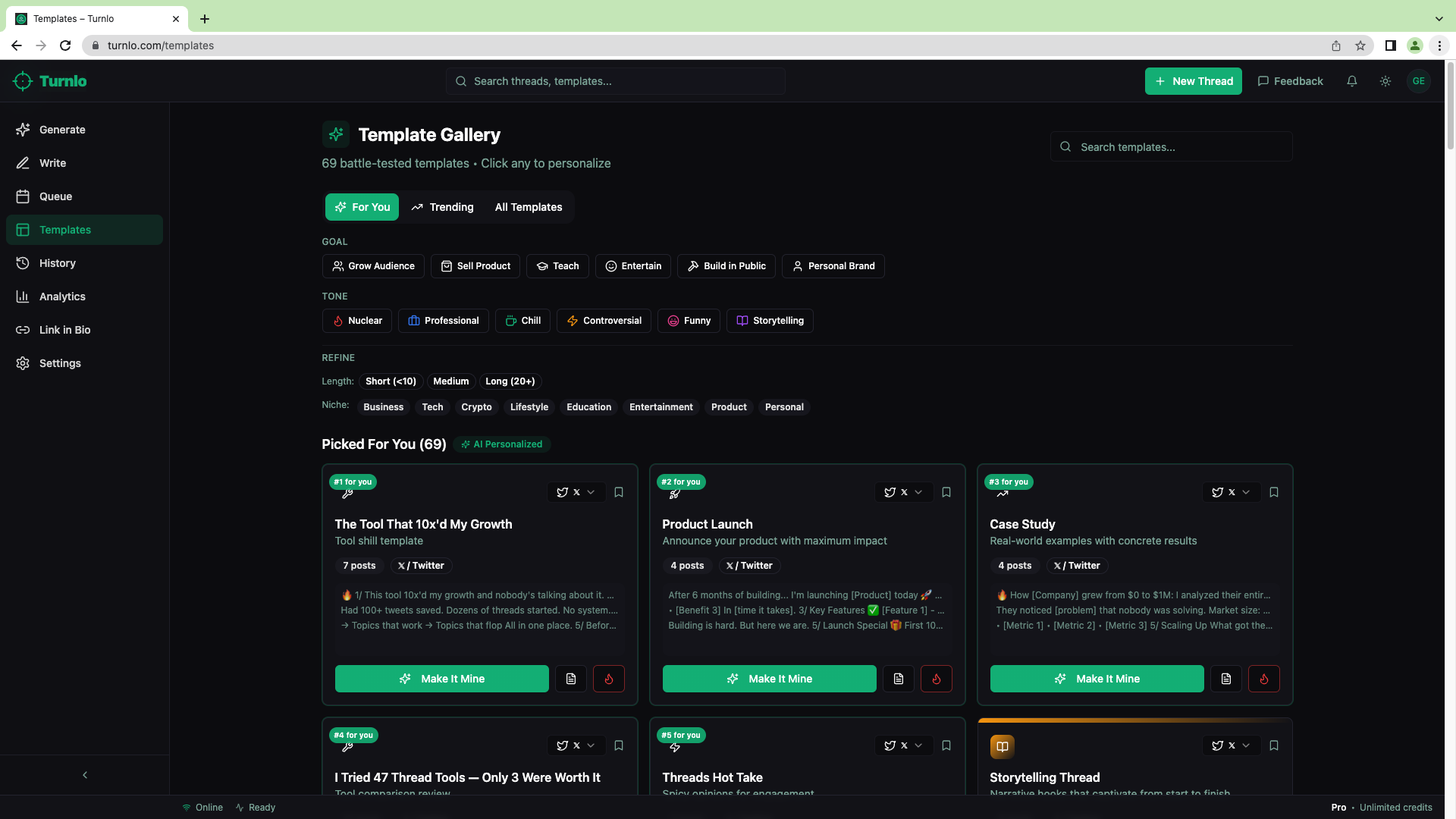 Turnlo – Voice → Nuclear threads in 20s - Screenshot 2 showing product features and functionality
