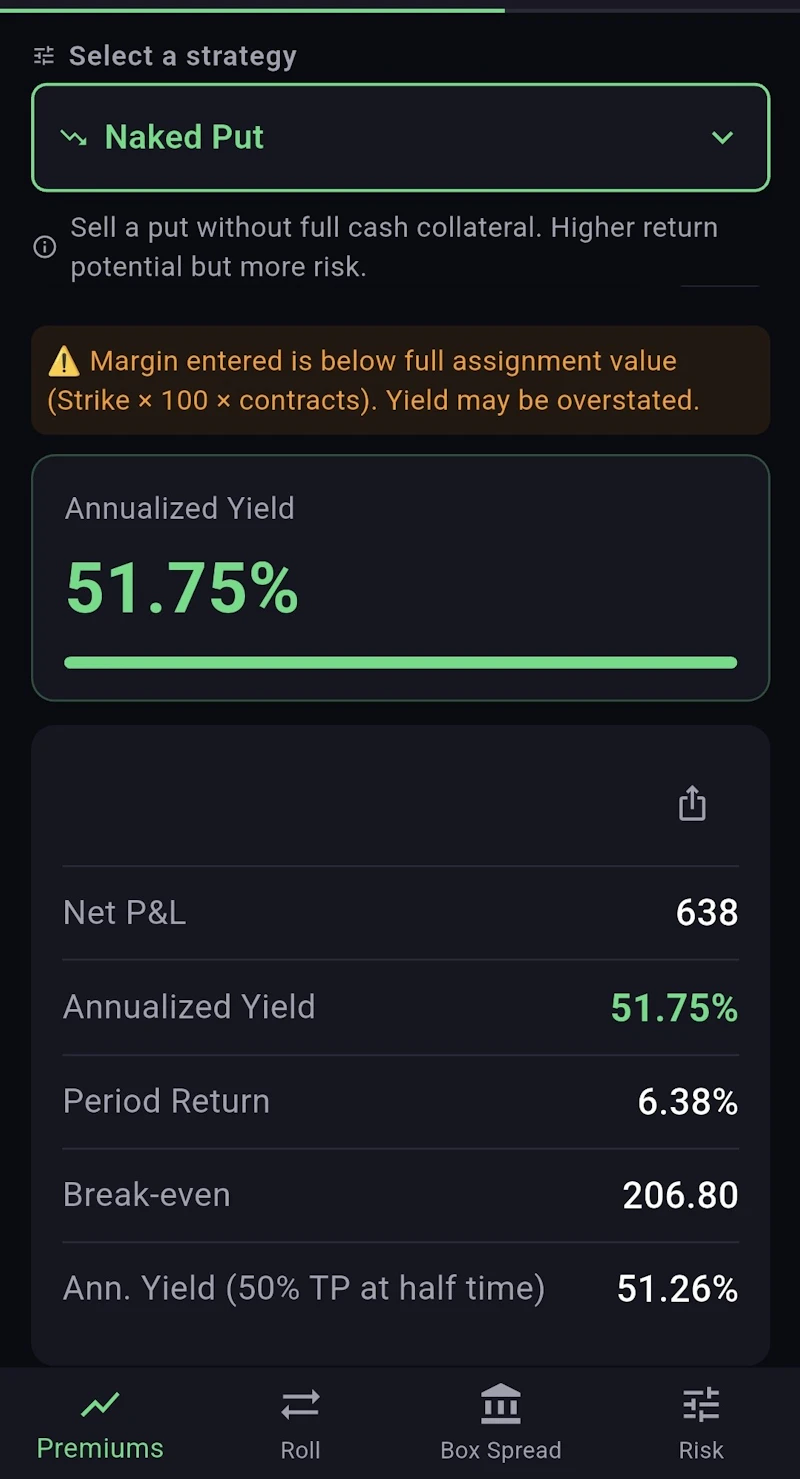 BoxYield: Options Calculator screenshot 3