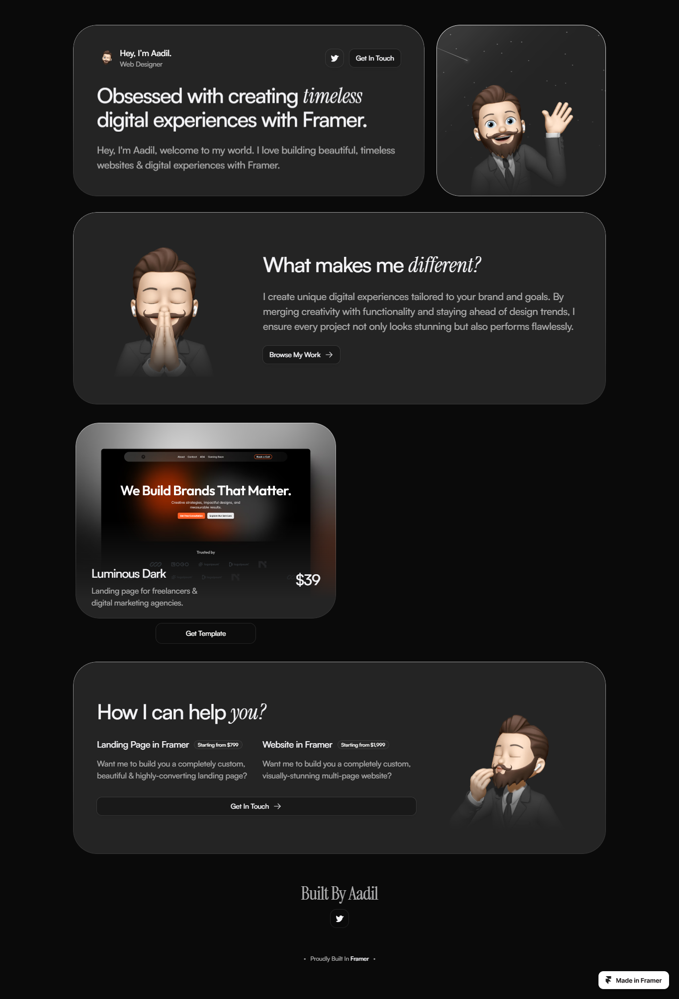 Mídia 1 de Construído por Aadil - Modelos de Framer e Serviço de Design Web personalizado