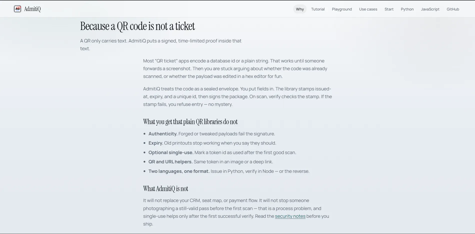 AdmitiQ - signed, expiring tokens gallery image