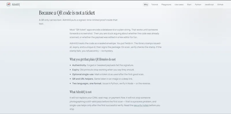 AdmitiQ - signed, expiring tokens screenshot 5