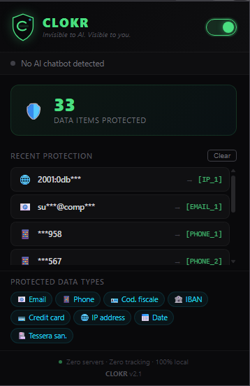 CLOKR — AI Privacy Shield gallery image