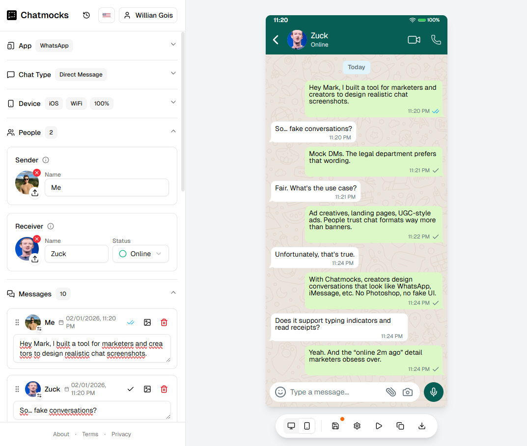 Chatmocks - Screenshot 2 showing product features and functionality