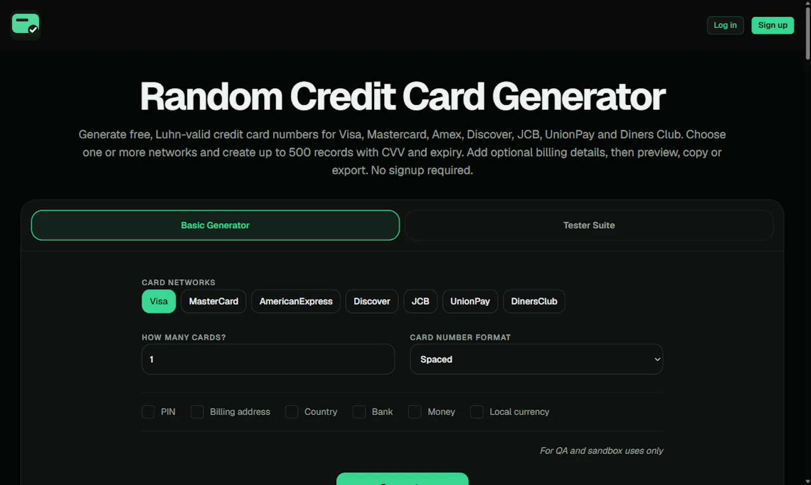Random Credit Card Generator screenshot 1