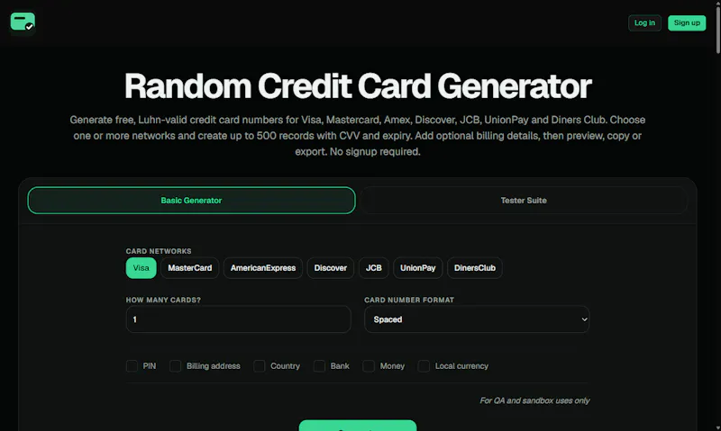 Random Credit Card Generator screenshot 1