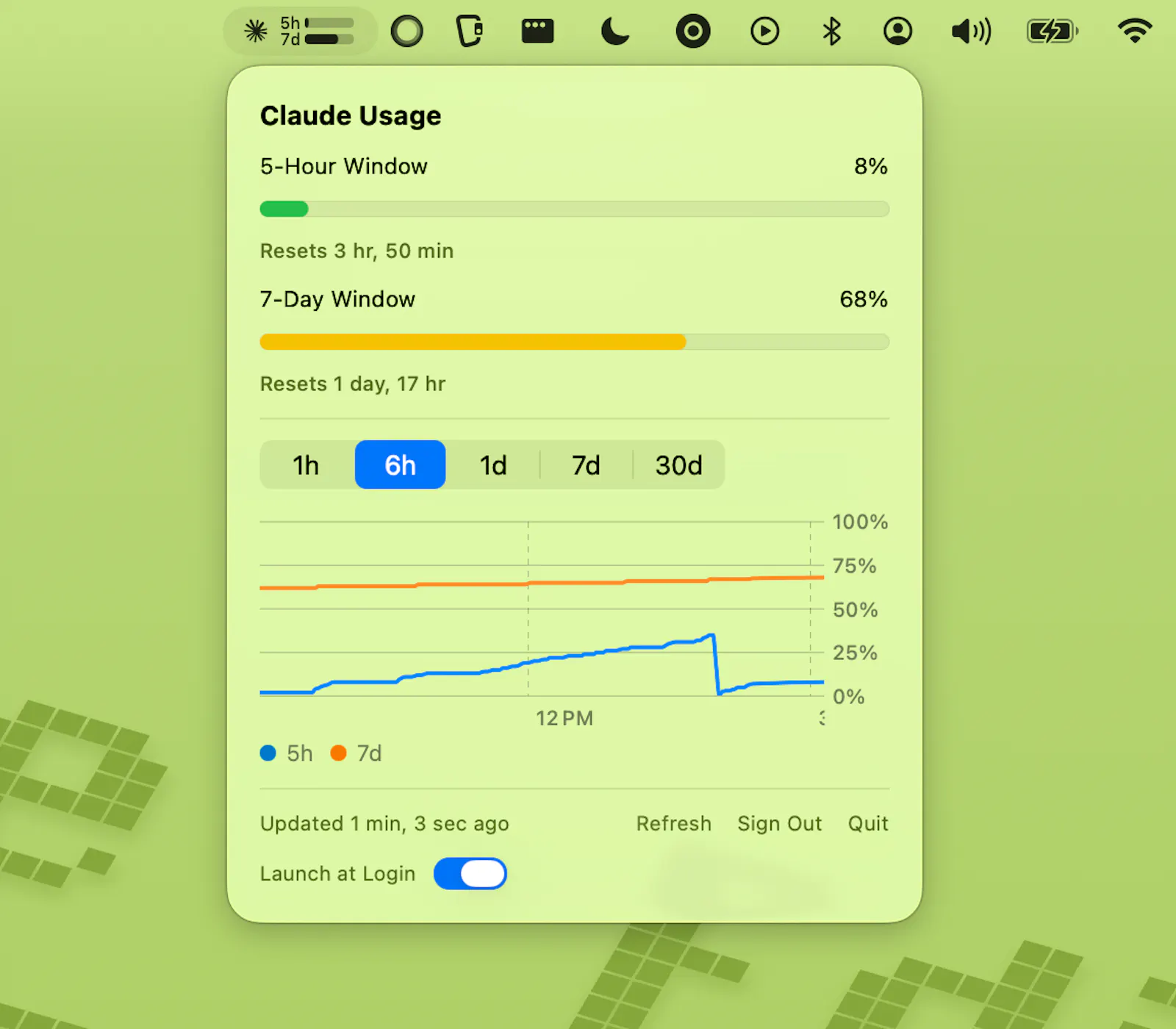 Claude Usage Bar screenshot 1